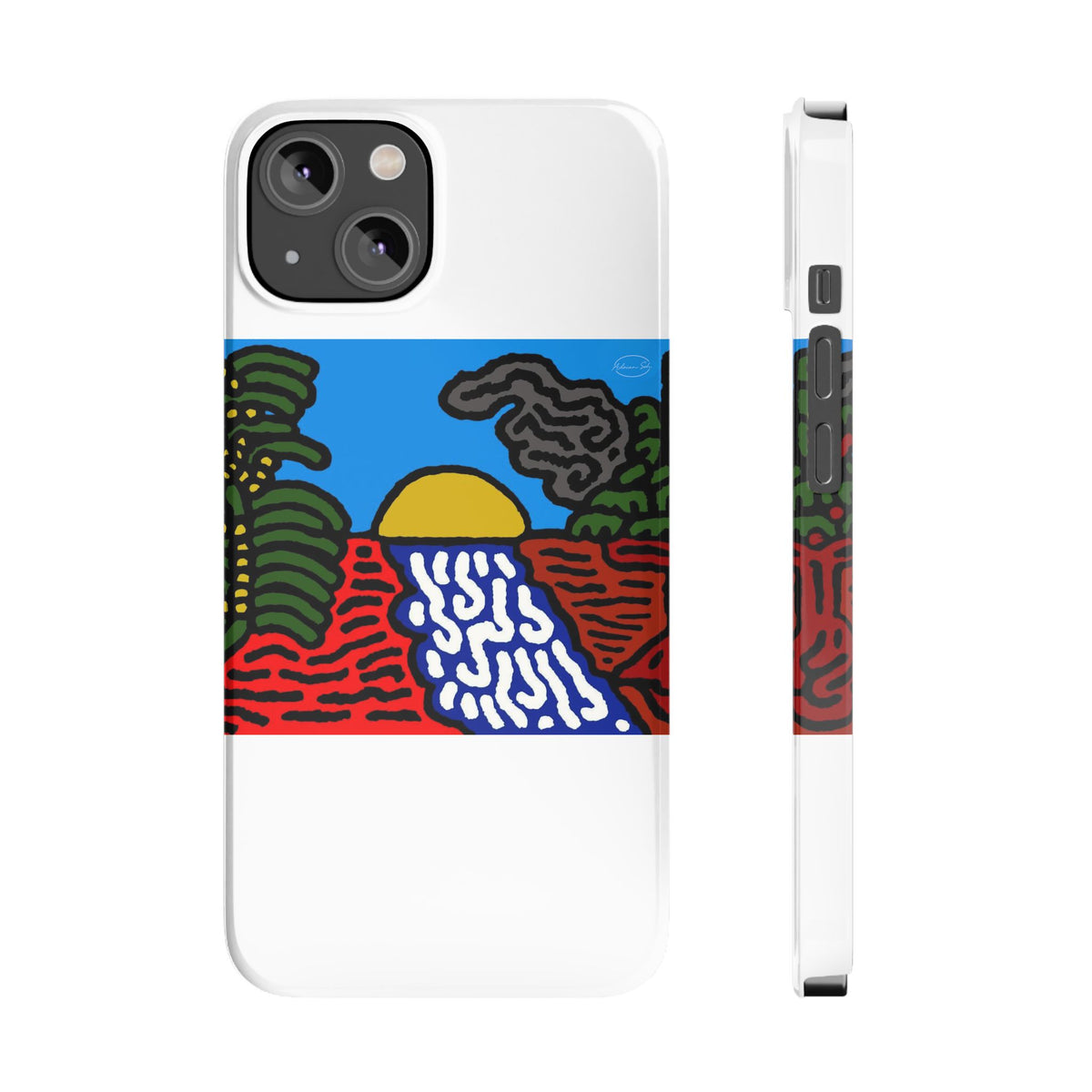 The river that joins the Australian wattle and Lebanese cedar tree in friendship Slim Phone Case