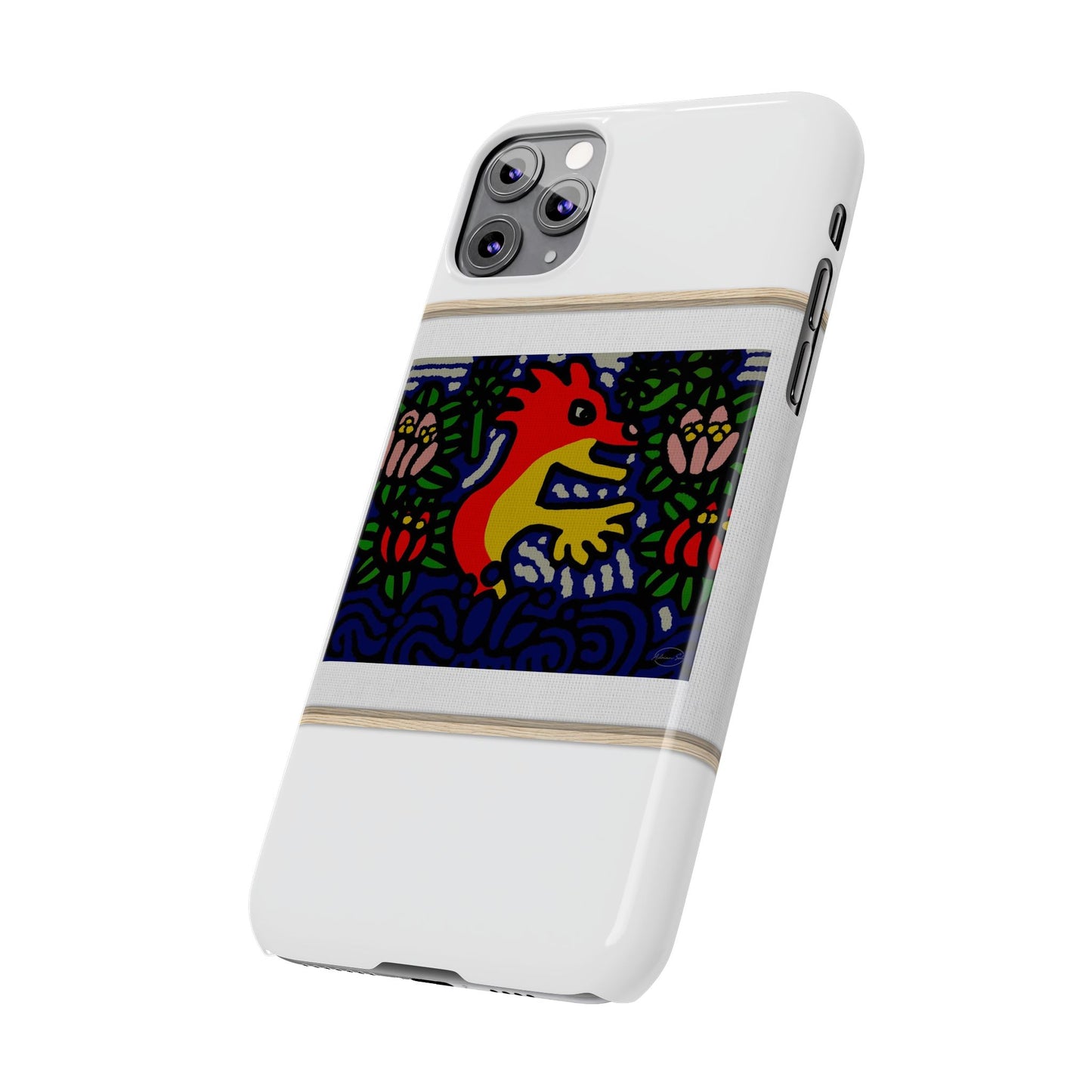 Breaking through the surface of a lotus pond Slim Phone Case