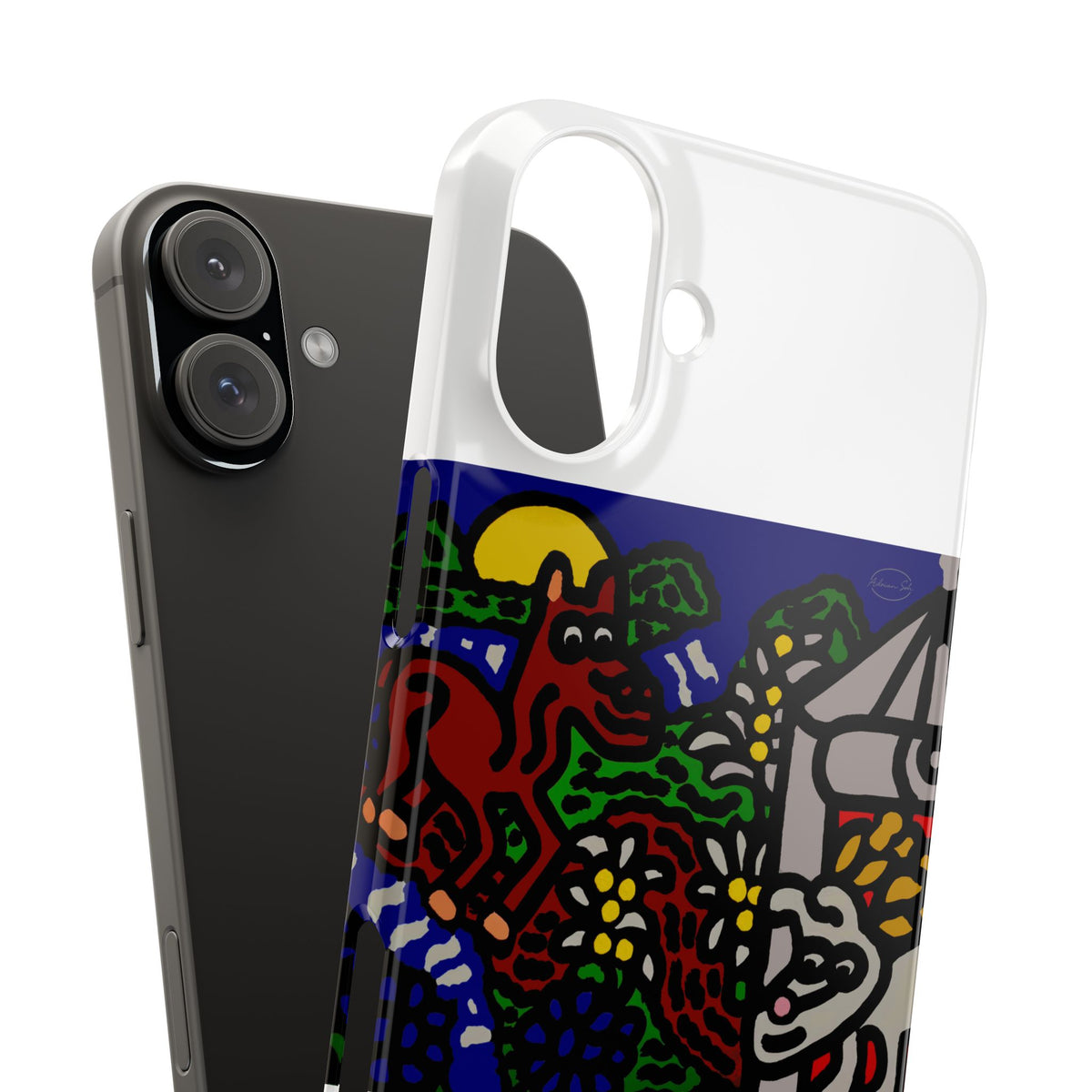 Bunny welcoming a friendly horse on his journey Slim Phone Case