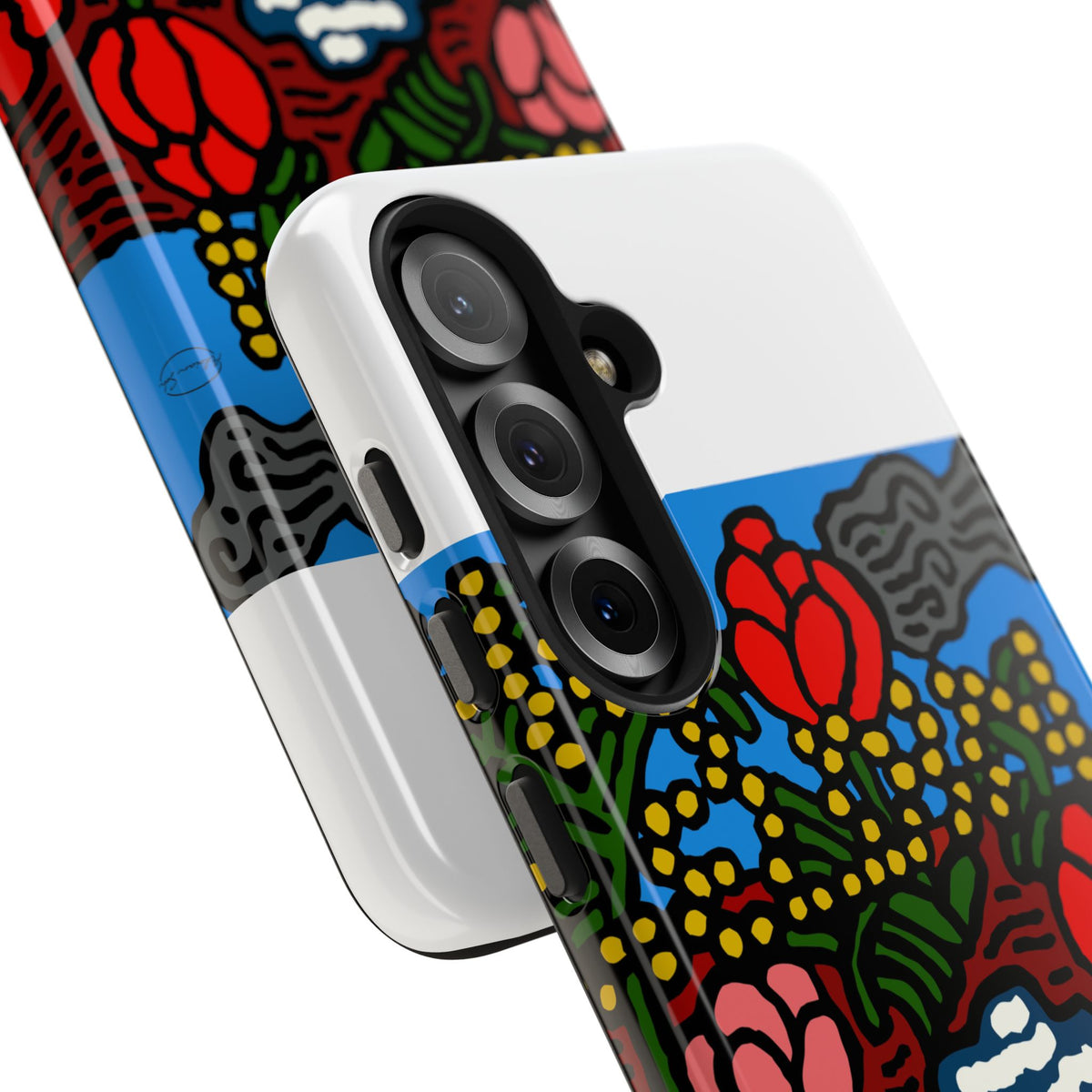 A field of tulips next to a wattle Tough Phone Case