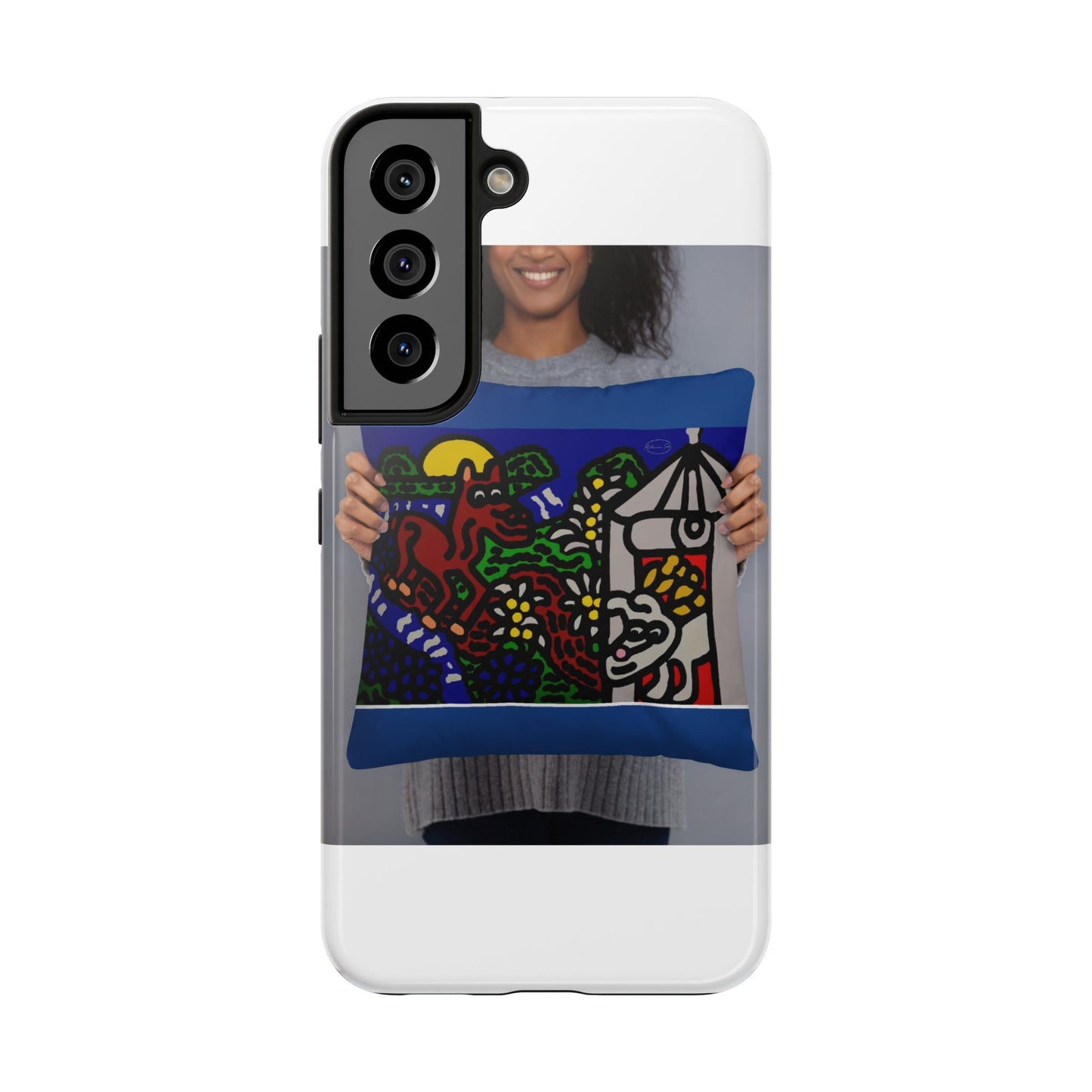 Bunny welcoming a friendly horse on his journey Tough Phone Case
