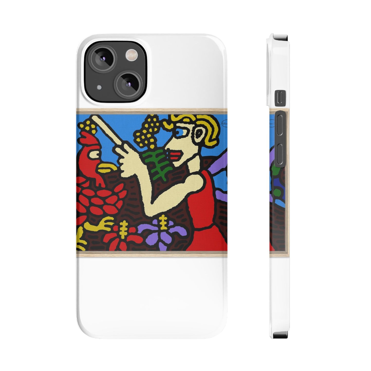 The hen gaining a blessing from a fairy Slim Phone Case