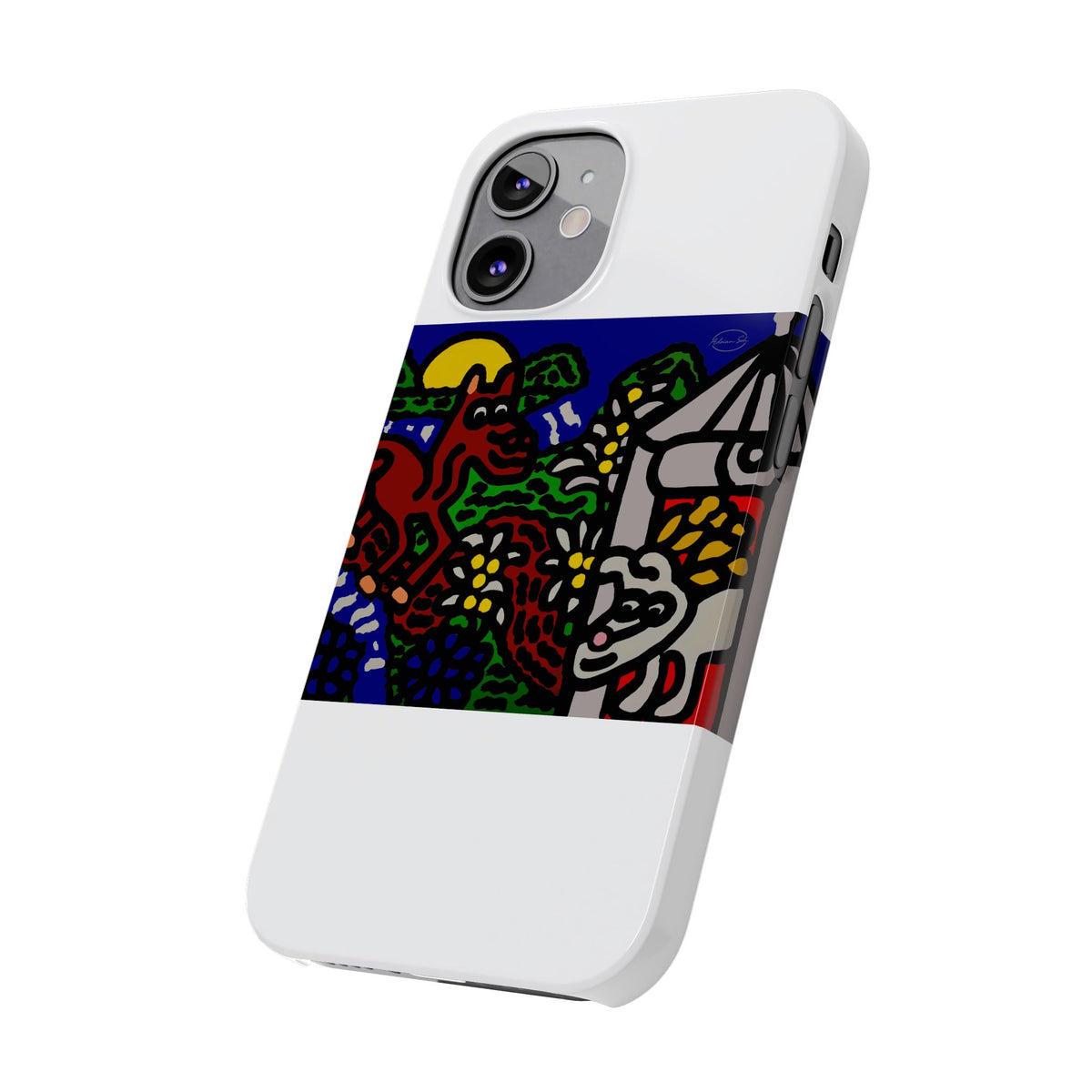 Bunny welcoming a friendly horse on his journey Slim Phone Case