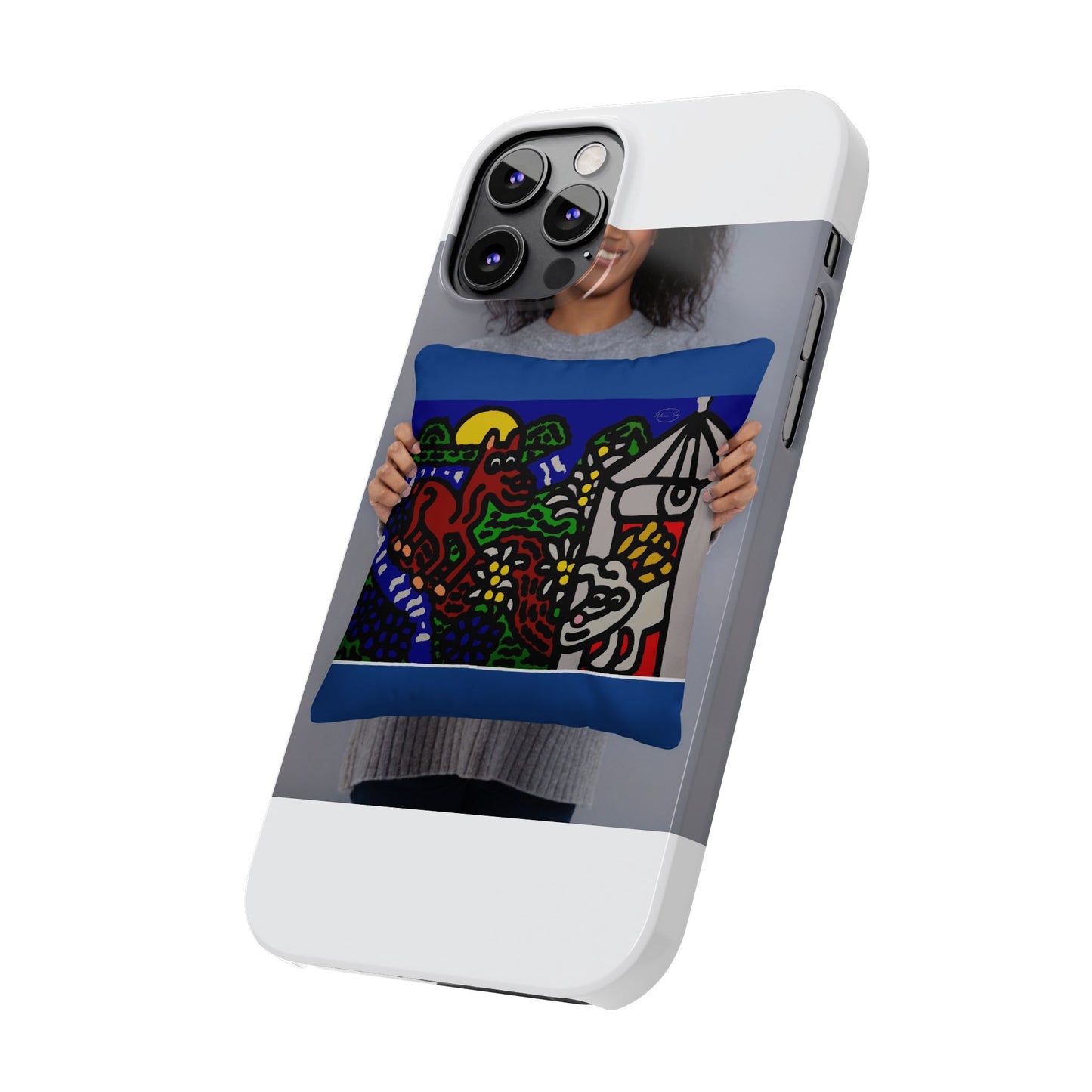 Bunny welcoming a friendly horse on his journey Slim Phone Case