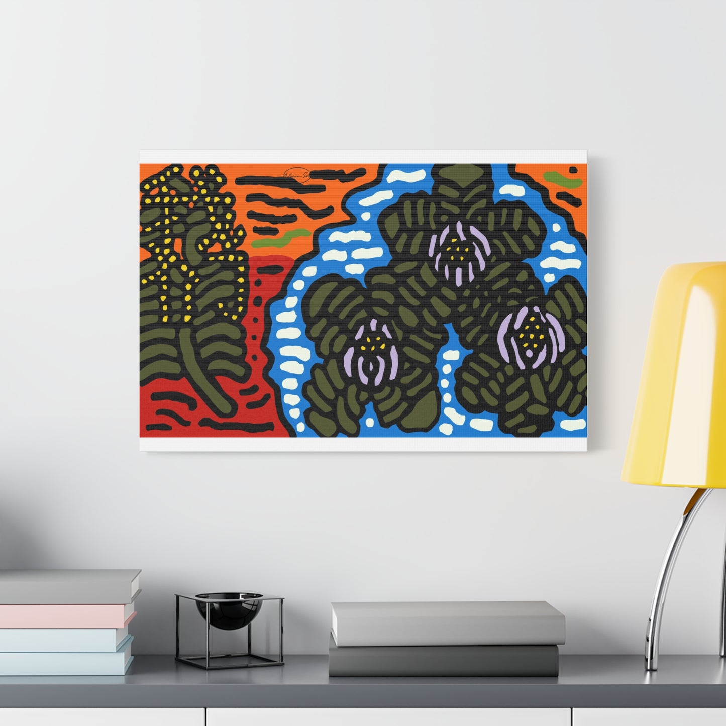 The Sri Lankan water lilies meets the Australian wattle Canvas (Large)