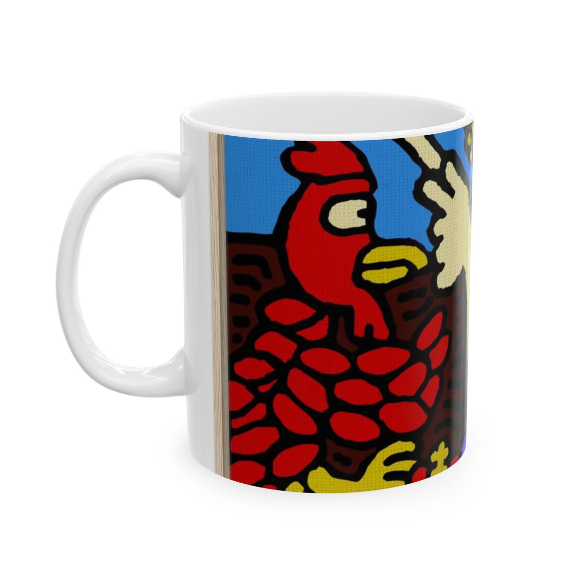 The hen gaining a blessing from a fairy Ceramic Mug