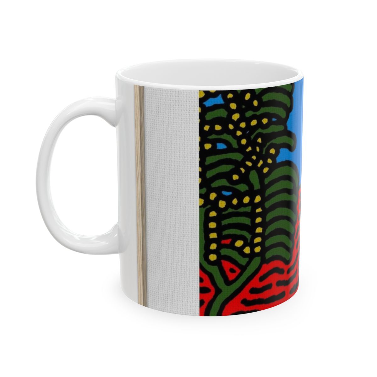 The river that joins the Australian wattle and Lebanese cedar tree in friendship Ceramic Mug