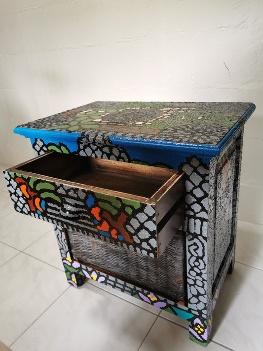 Angkor inspired painted shelf