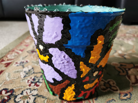 Brazil and Australian friendship upcycled resin plastic plant pot